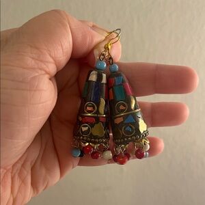 Colorful Boho Mosaic Drop Earrings - Multicolor
